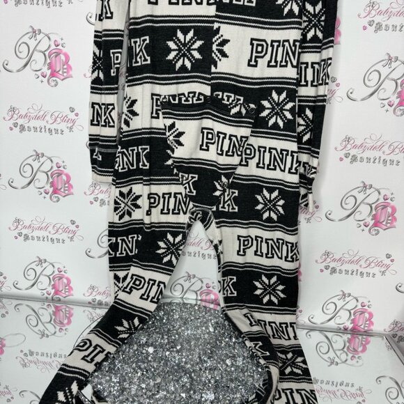 Victoria secret pink onesie long sleeve but flap waffle knit winter Pajamas - Picture 11 of 14